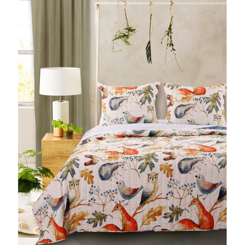 Willow Twin Blue Microfiber Reversible Quilt Set