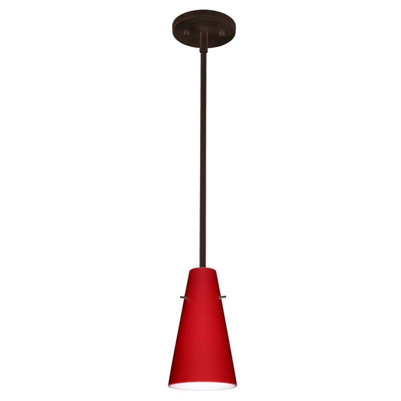 Luminaire suspendu 1 lumière à cône simple Canyon Creek, Vanille matte, Bronze, DEL