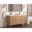 Meuble-lavabo autoportant Tennant Brand de 72 pouces, style moderne du milieu du siècle, couleur chêne brun chaud, double lavabo, comptoir en quartz blanc, entièrement assemblé