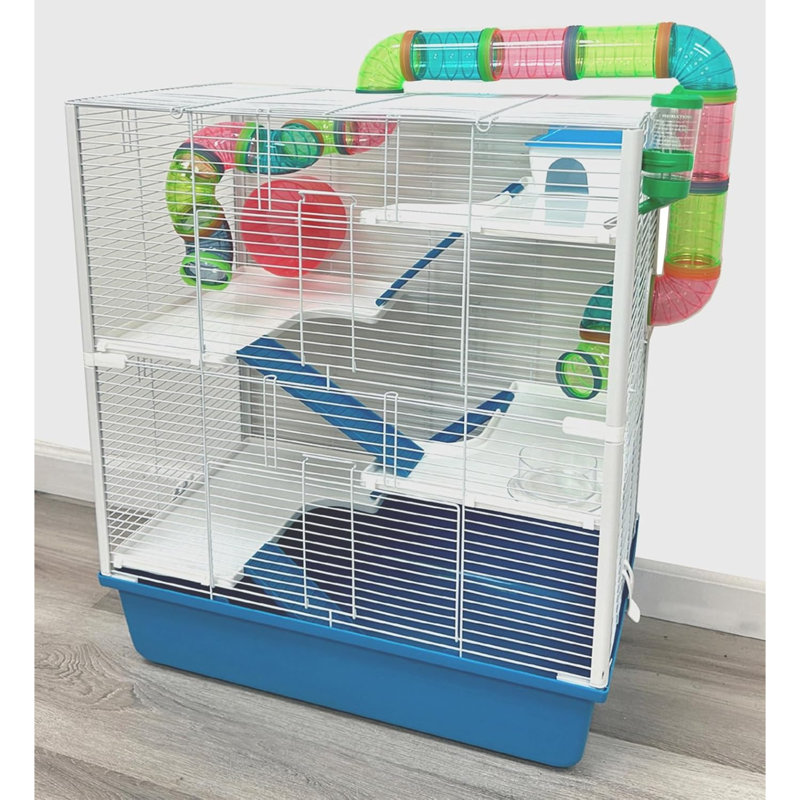 Très grand 23 po multi-niveaux facile à installer Hamster Palace Gerbil Habitat Souris House Mice Home Critter Cage Ensemble complet d'accessoires extensible personnalisable Hide House bol de nourriture