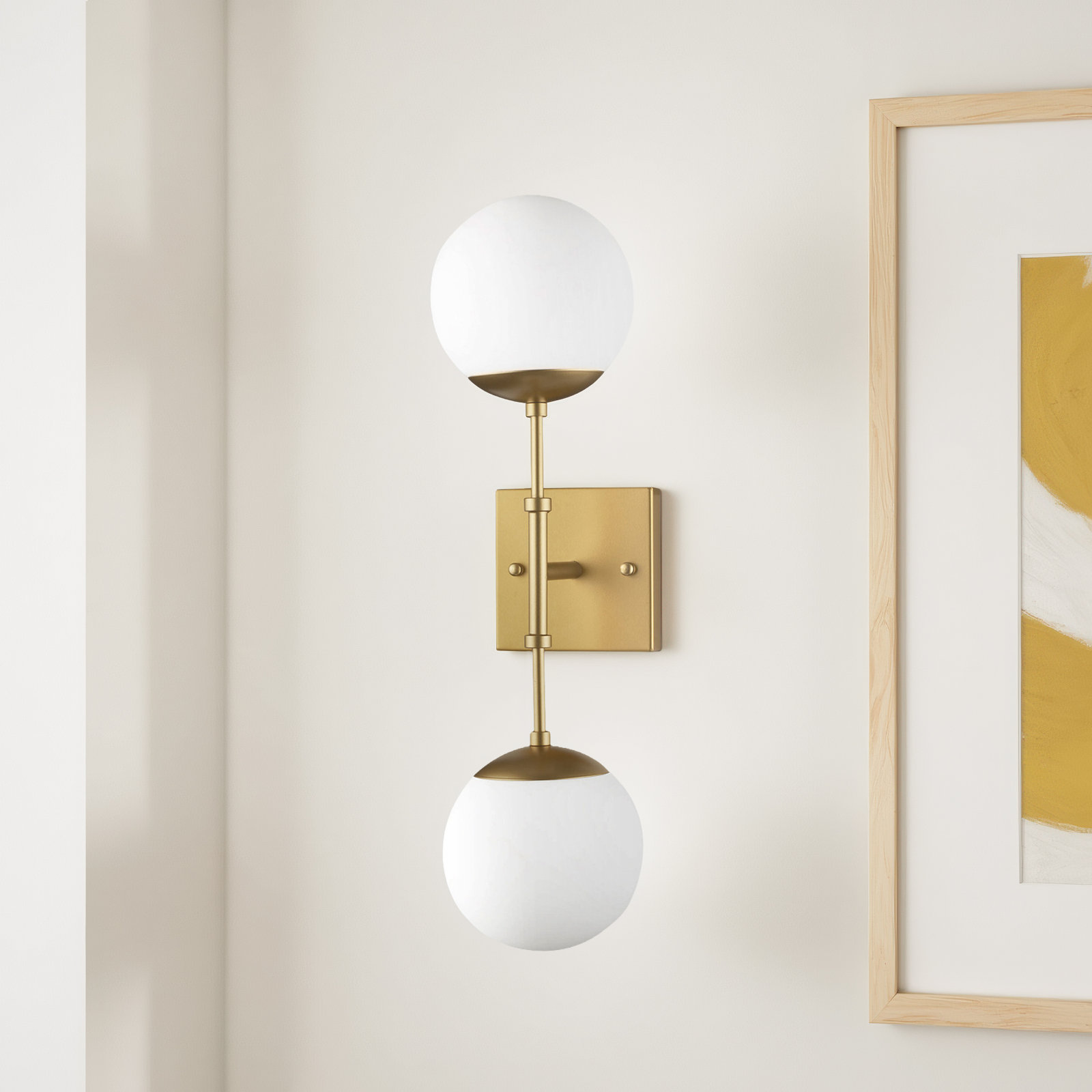 Benton 2 Light Glass Dimmable Wall Scone, Brushed Gold