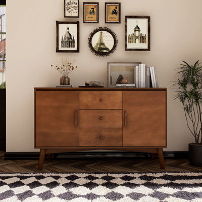 Buffet Mid-Century moderne avec 3 tiroirs et tablette réglable