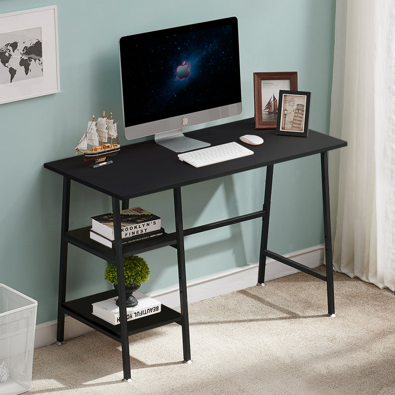 Bureau d'ordinateur Kempst de 43 pouces avec tablettes de rangement, bureau d'écriture pour bureau à domicile, table d'étude