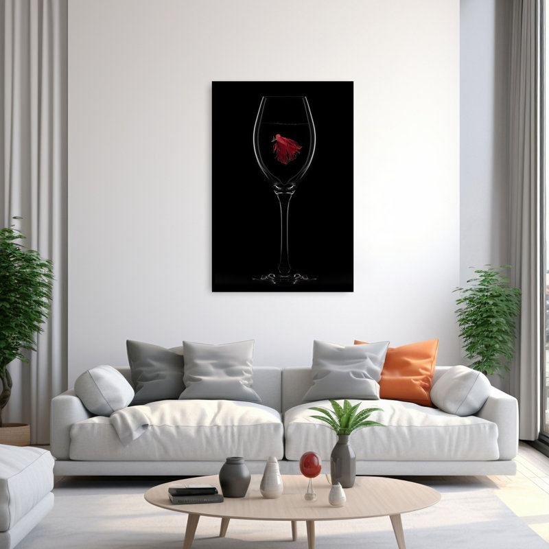 Crimson Betta In Delicate Dramatic Elegant Fish Wall Art Print 1 Piece Wrapped Canvas Wall Art, 152.4cm H x 101.6cm W