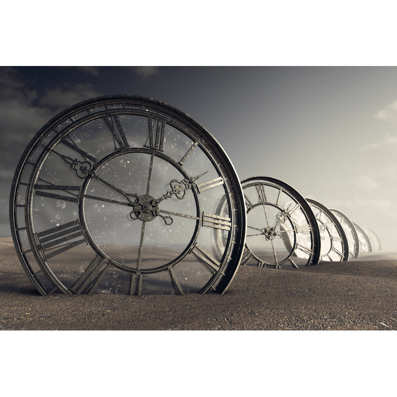 Antique Glass Clocks In The Desert by Allanswart - Wrapped Canvas Print, 30cm H x 46cm W x 3.8cm D