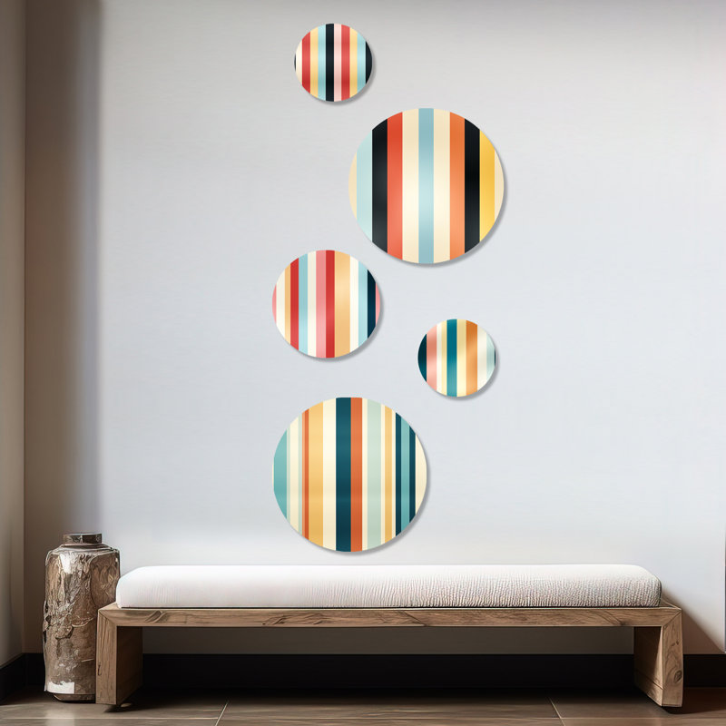 Rockland - Ensemble d'art abstrait mural rond moderne de 5