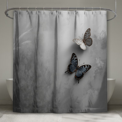 Two Butterflies On Surface Shower Curtains Extra Long