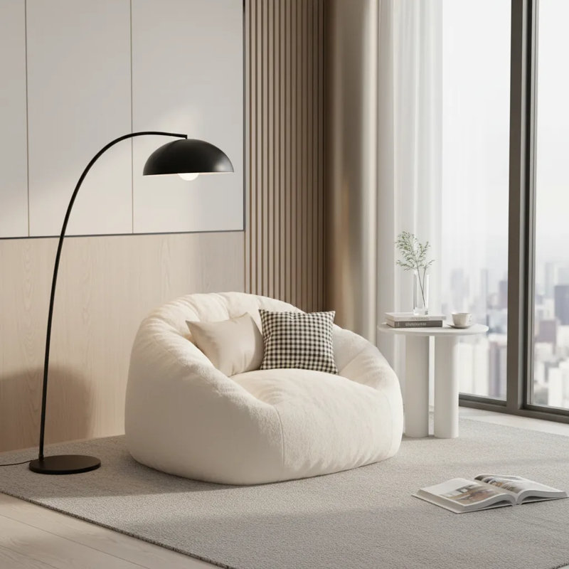 Fauteuil à billes en fausse fourrure en forme de coquillage, canapé à billes coquillage pour salon et chambre à coucher