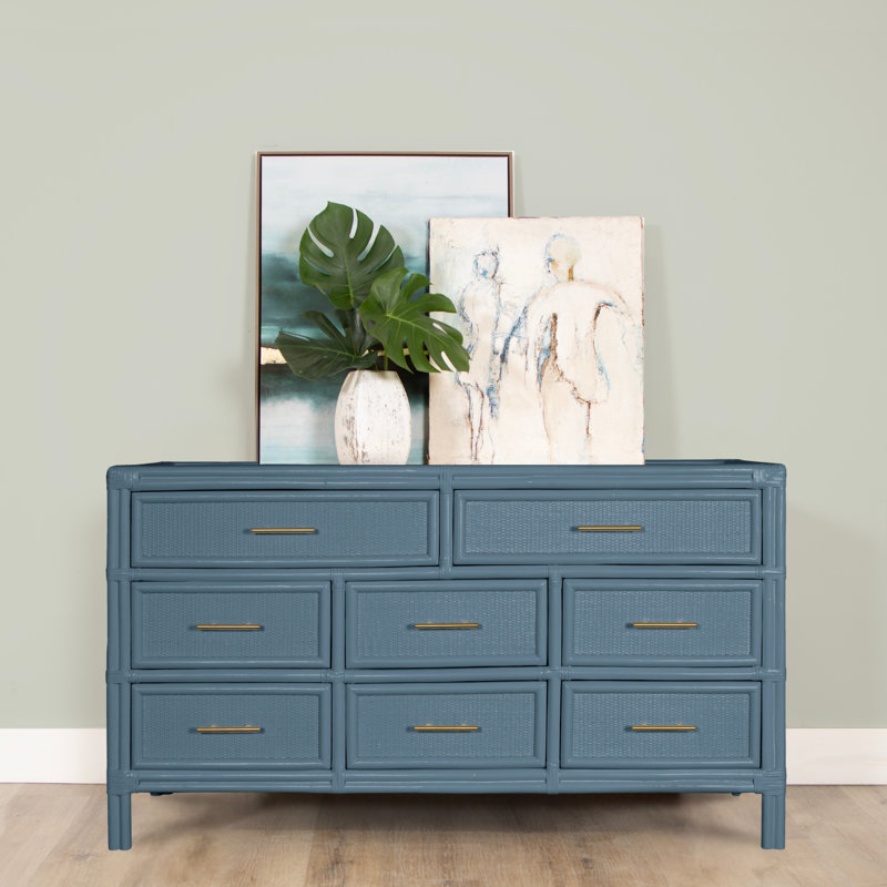 Commode double 8 tiroirs Aruba, Bleu régate