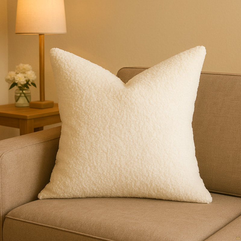 Coussin Sherpa, Simple, Beige