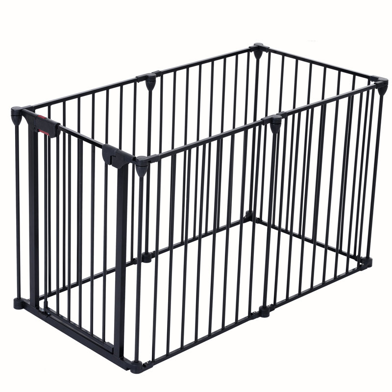 Barrière ajustable de 150 po pour la maison. Escalier de clôture en métal à 6 panneaux, foyer, arbre de Noël. Maison de jeu configurable, foyer. Réglable, cour
