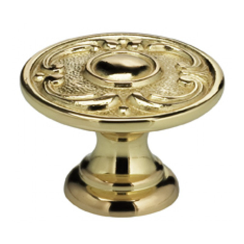 Poignée champignon surdimensionnée de 1 13/16 po de diamètre, Laiton poli, H 1,81 po x l 1,81 po x P 1,19 po