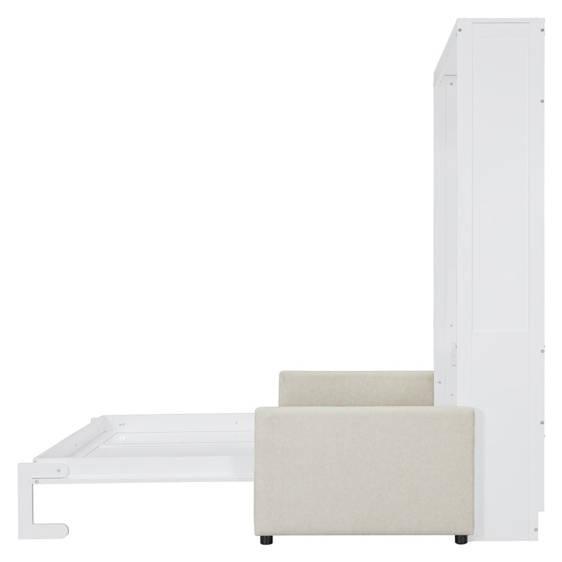 Lit escamotable mural blanc avec canapé, lit pliant compact pour la vie en studio