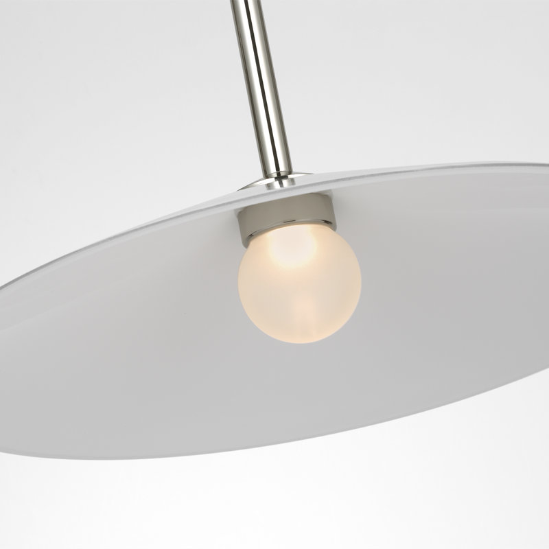 Amber Lewis Ponce Pendant with Shade, 47" H x 13" W x 13" D, White, Polished Nickel