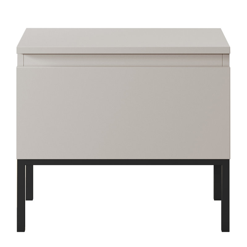 Moaad 49cm W Steel Bedside Table, Beige/Black