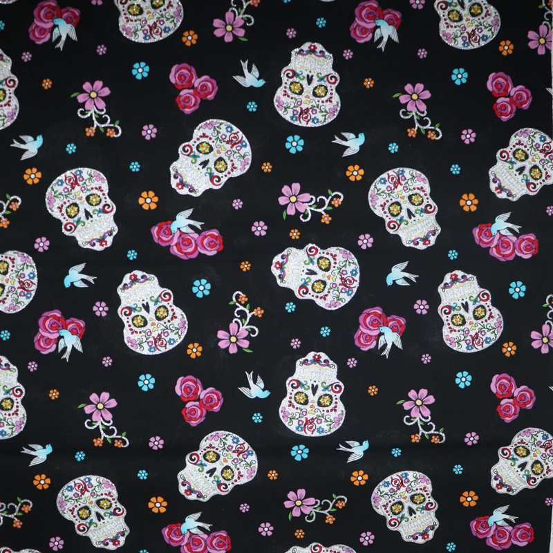 Chemin de table 2_Day Of The Dead Glitter Sugar Skulls, L 120 po x l 12 po