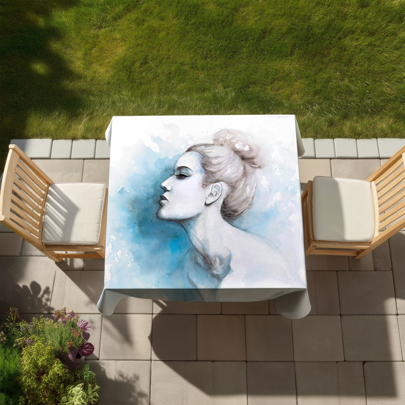 Watercolor Abstract Girl Profile View Tablecloth | Home Decor