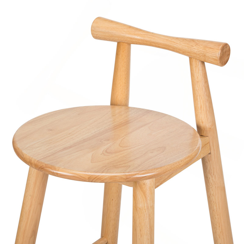 Tabouret de bar d'intérieur en bois d'hévéa Grove, finition naturelle, ensemble de 2