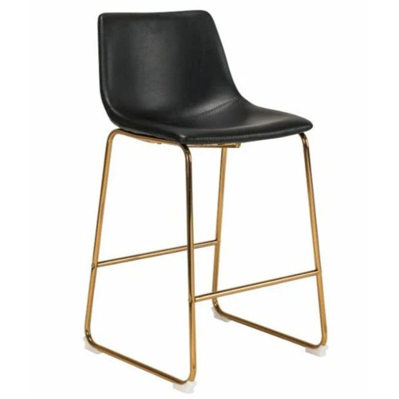 Astros Faux Leather Stool, Black