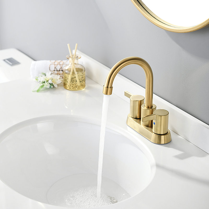 Robinet de salle de bain à entraxe sans plomb Centreset, Or brossé