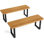  2 bancs en bois d'acacia de 48 po pour 2 personnes avec pieds en métal et patins réglables pour le vestibule