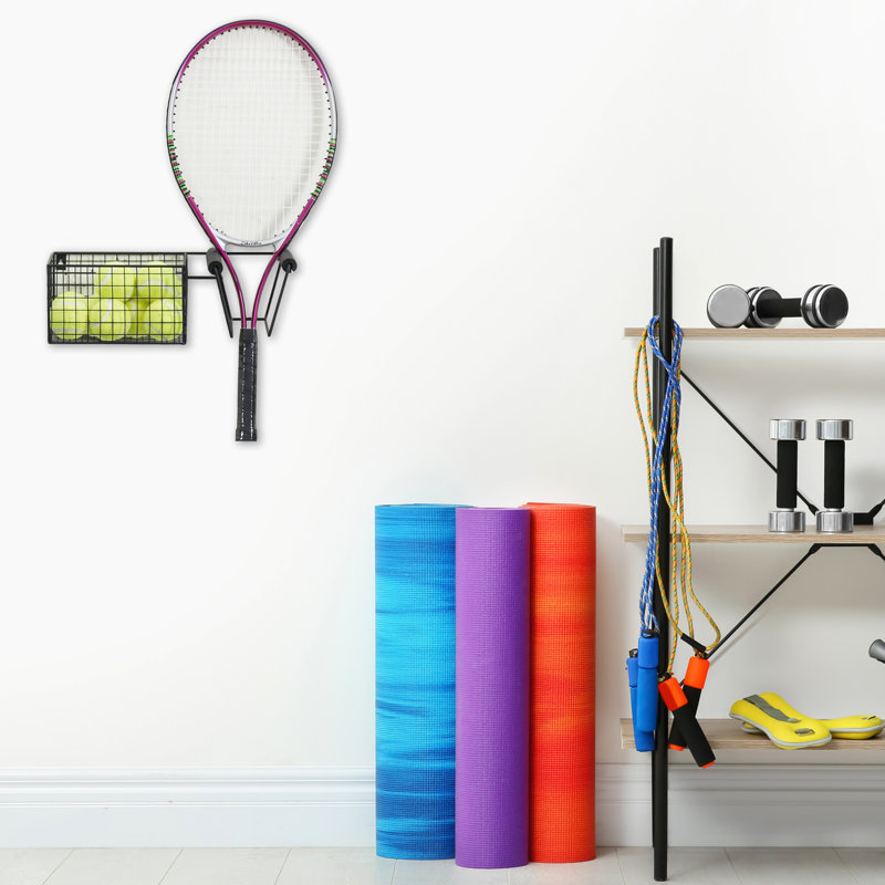 Metal Wall Mounted Multi-Use Sports Rack, Black
