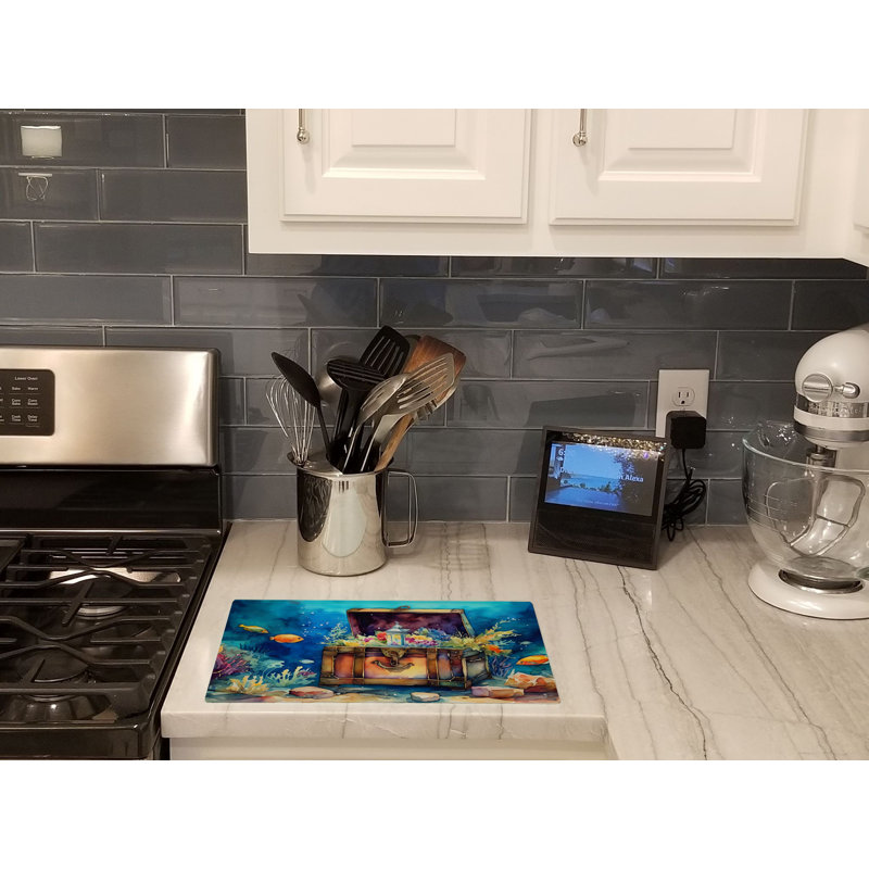 Treasure Chest Glass Cutting Board Large