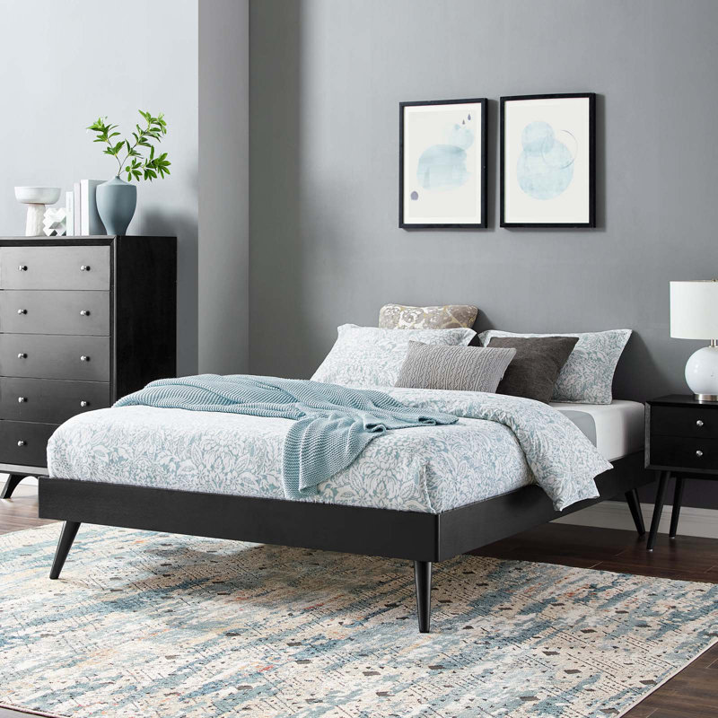 Margo Wood Platform Bed Frame, Black, King