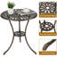  Tabouret de jardin d'extérieur en fonte d'aluminium résistant aux intempéries - table de bistro ronde de 23,6 po avec trou pour parasol et table d'appoint durable-803928761
