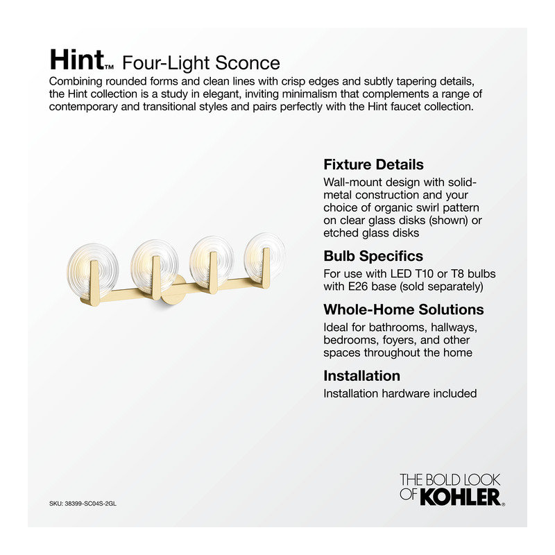 Hint Four-Light Sconce, Brushed Brass