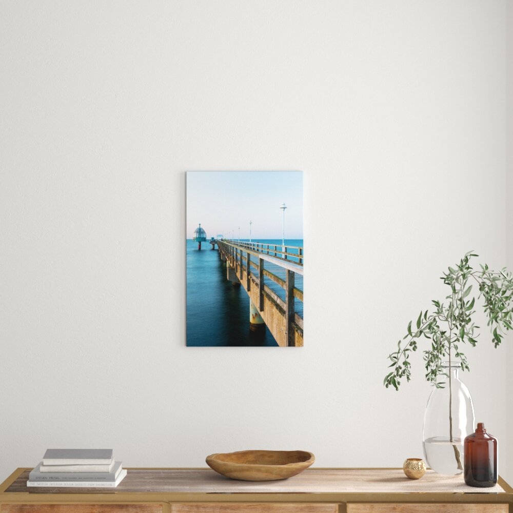 Leinwandbild Pier Steg ins Meer Sonnenuntergang Strand Wasser, Fotodruck