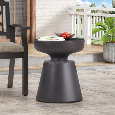 Table de bout de jardin en béton léger, ton de cuivre, look chic moderne, demi-conception de café extérieur sans assemblage, facile à nettoyer,