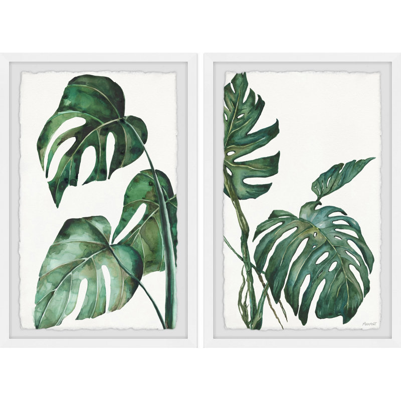 «My Tropical Plant» par Marmont Hill - ensemble de 2 peintures encadrées, H 24 po x l 16 po x P 1,5 po