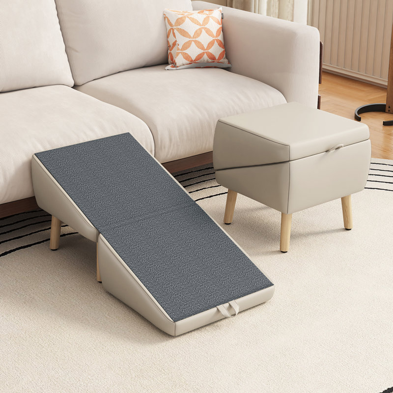Rampe pliable 2 en 1 pour chien, utilisable sur canapé et lit, Gris clair