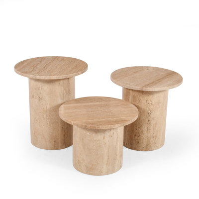 Beige Travertine Coffee Table Set Of 3