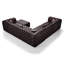 Ensemble de canapé modulaire en forme de L de 132,5 po, canapé modulaire rembourré en similicuir 5 places avec conception touffetée à la main pure, 1 repose-pieds et 5 coussins, combinaison multiple pour le salon, brun foncé