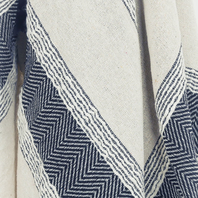 Jeté en coton, Bleu / naturel