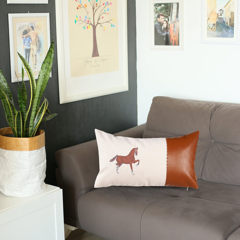 Coussin lombaire en similicuir avec fermeture à glissière 20 po x 12 po