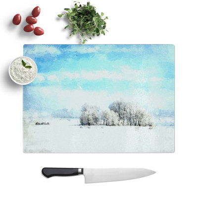 Tempered Glass Winter Trees Chopping Board