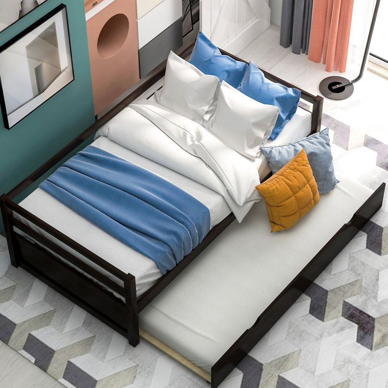 Lit de jour simple avec lit gigogne - Bois massif pour le décor de la chambre à coucher