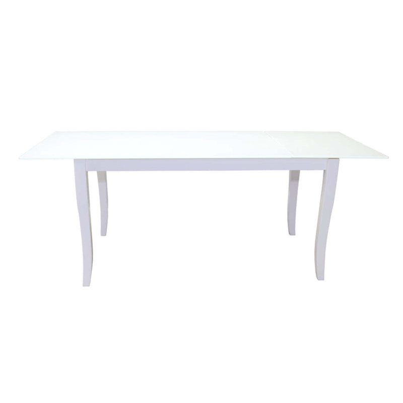 Beachley Extendable Glass Top Dining Table, White