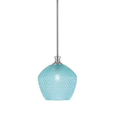 Luminaire suspendu Quapaw avec verre texturé turquoise