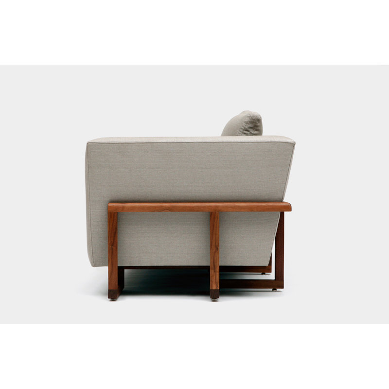 LRG Velvet Sofa, Walnut, No Trays, Metal Natural