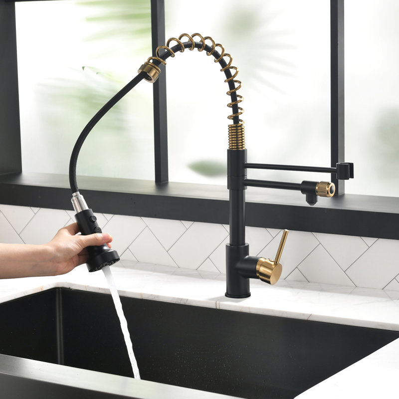 Robinet de cuisine Purifier, Noir / or