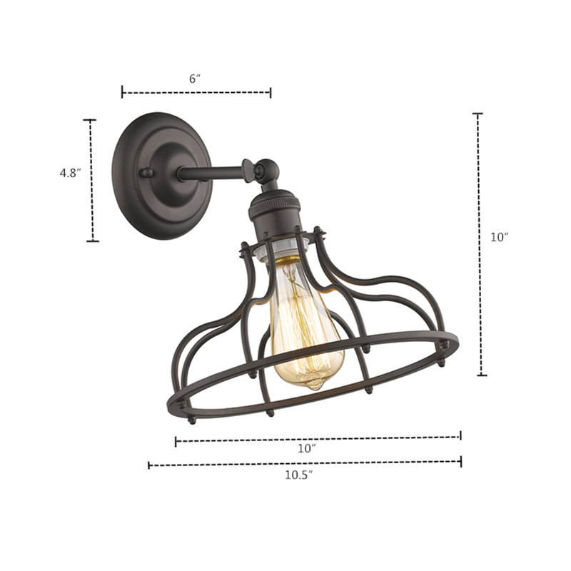 Appliquee à bras 1 lumières industrial Gingrich
