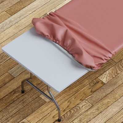 Ebern Designs Vinyl Picnic Fitted Tablecloth Cover, Solid Design, Flannel Backed Lining