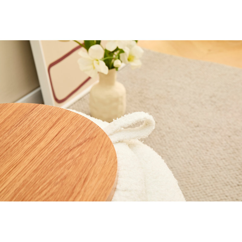 Upholstered Pouf, White
