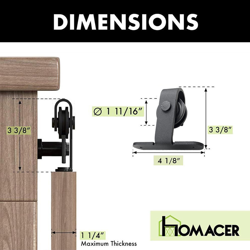 Mini Black Rustic T-Shape Design Non-Bypass Single Track One Door Hardware Kit For Cabinet Use, 102 in.