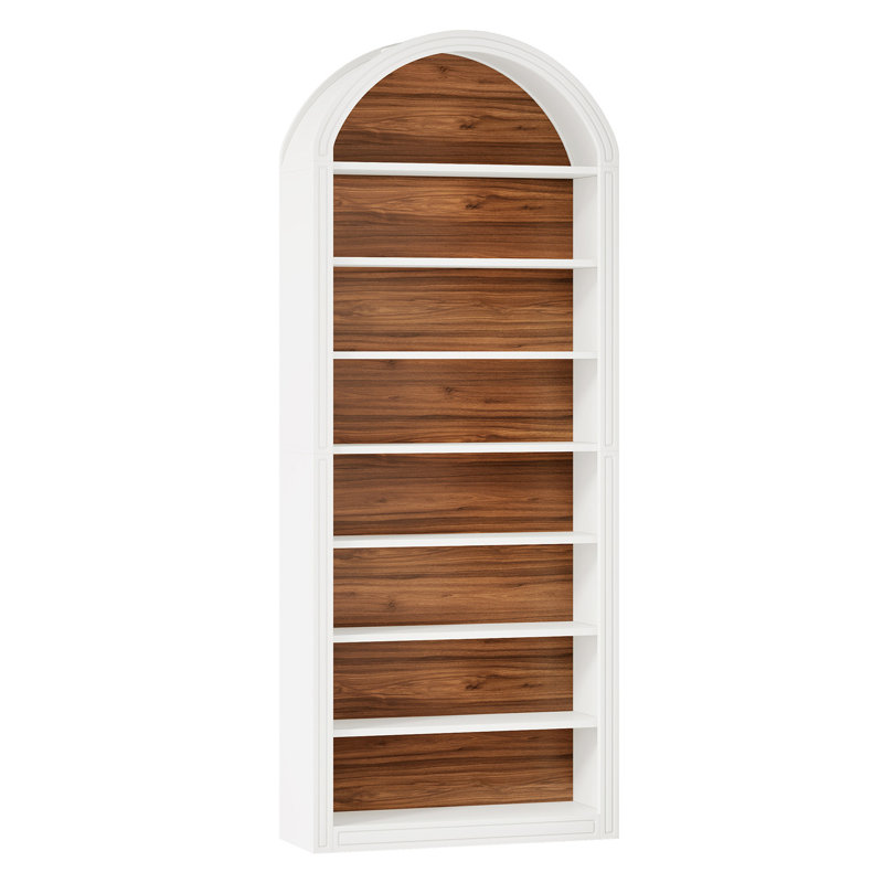 Étagère de rangement ouverte 79,53 "de haut à 8 niveaux blanc et brun pour salon, Brun / Blanc