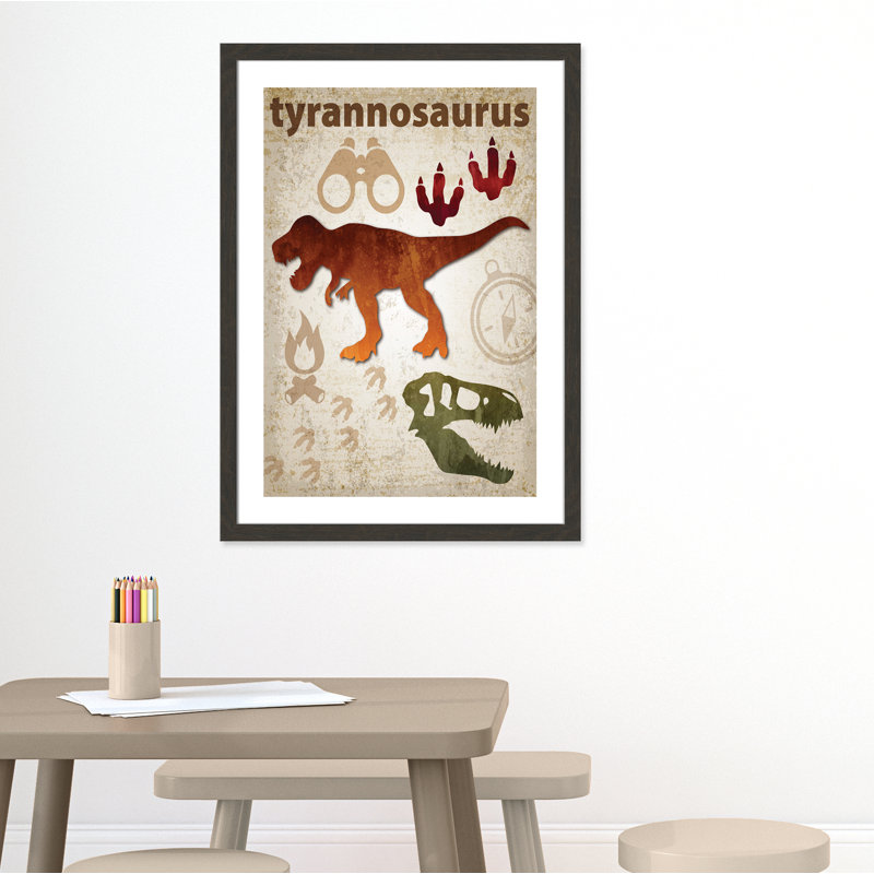 Adhésif décoratif dinosaures - 01 pi, H 36,5 po x l 26,5 po x P 0,625 po, Encadré plat à grain de bois noir